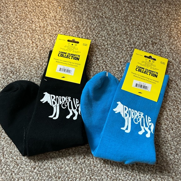 2 pairs of Foozys canine collection One size fits most adult socks Border Collie - Picture 3 of 4